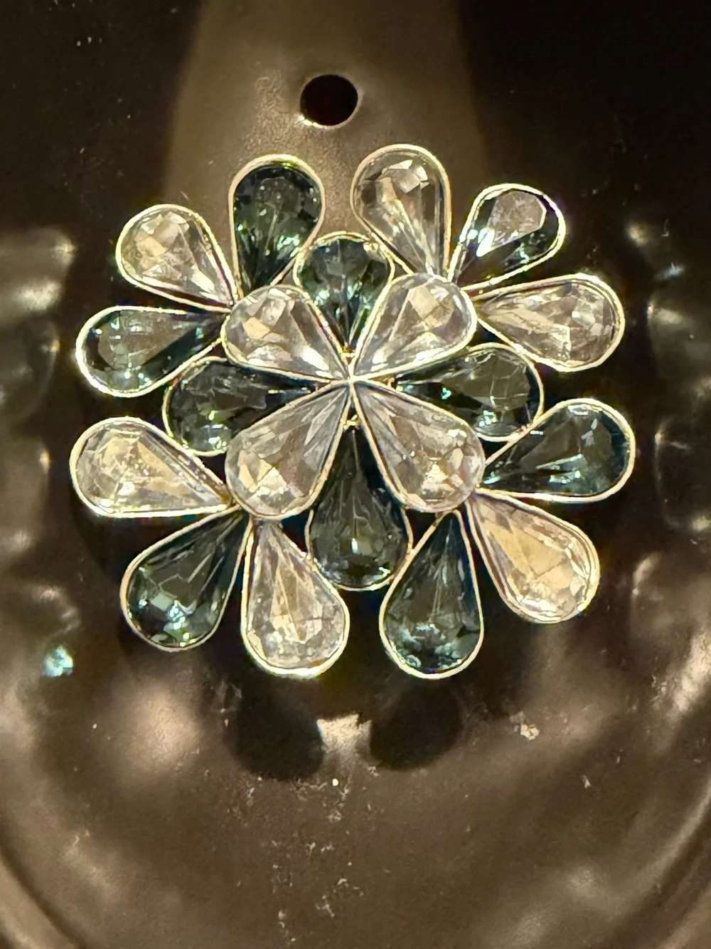 Crystal Floral Brooch - Clear & Sapphire Blue Stones